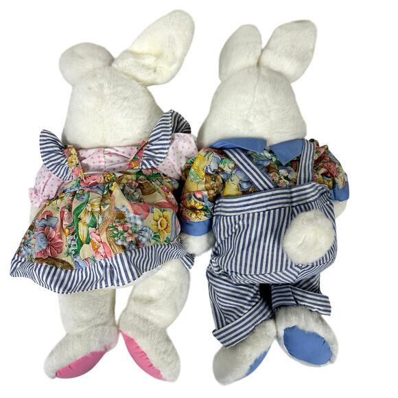 Pair Commonwealth Easter Bunny Rabbits Matching Dress/Overalls-Adorable! - Picture 5 of 8